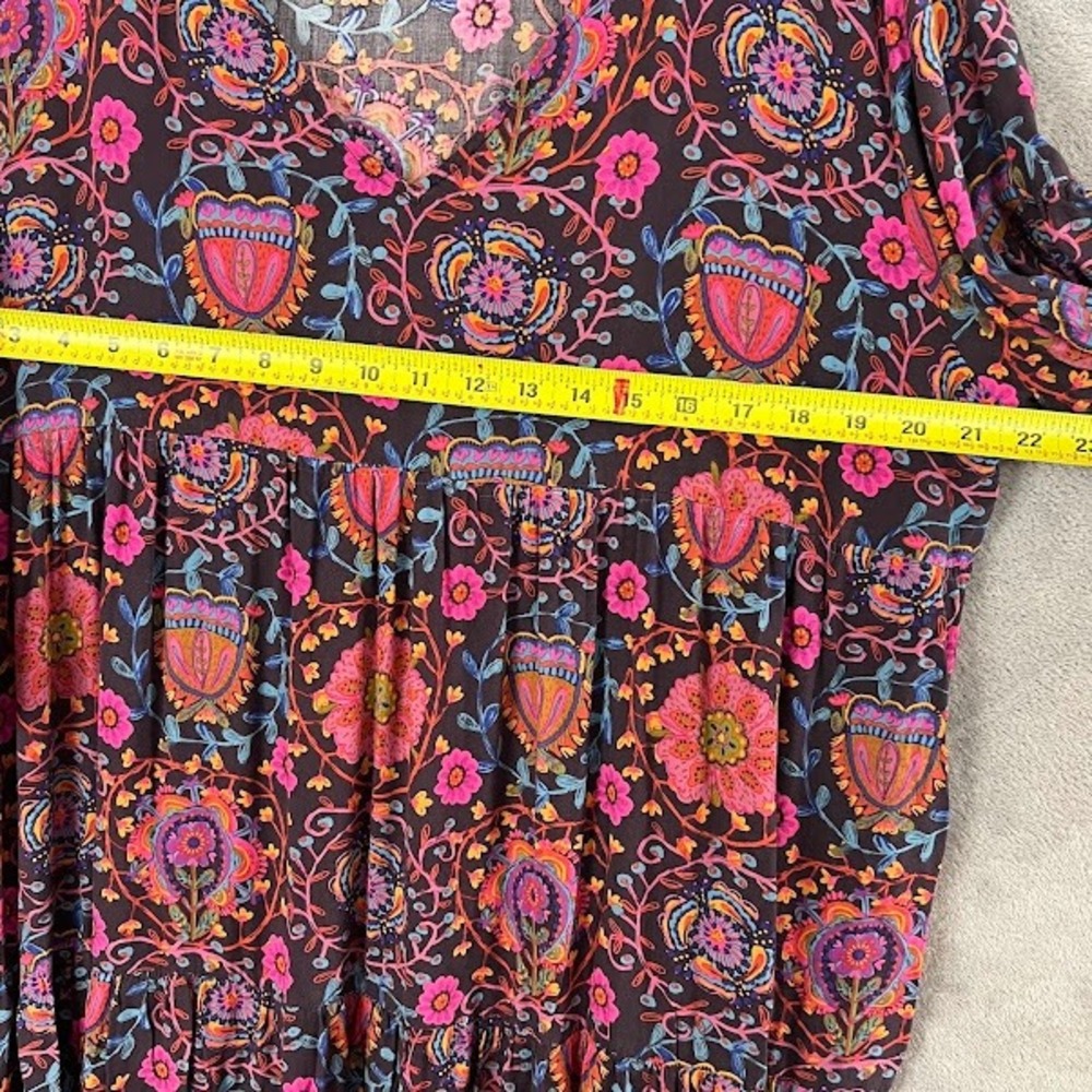 Natural Life Charlotte Midi Dress Womens XXL Floral Bell Sleeve Tiered Boho - Picture 7 of 8